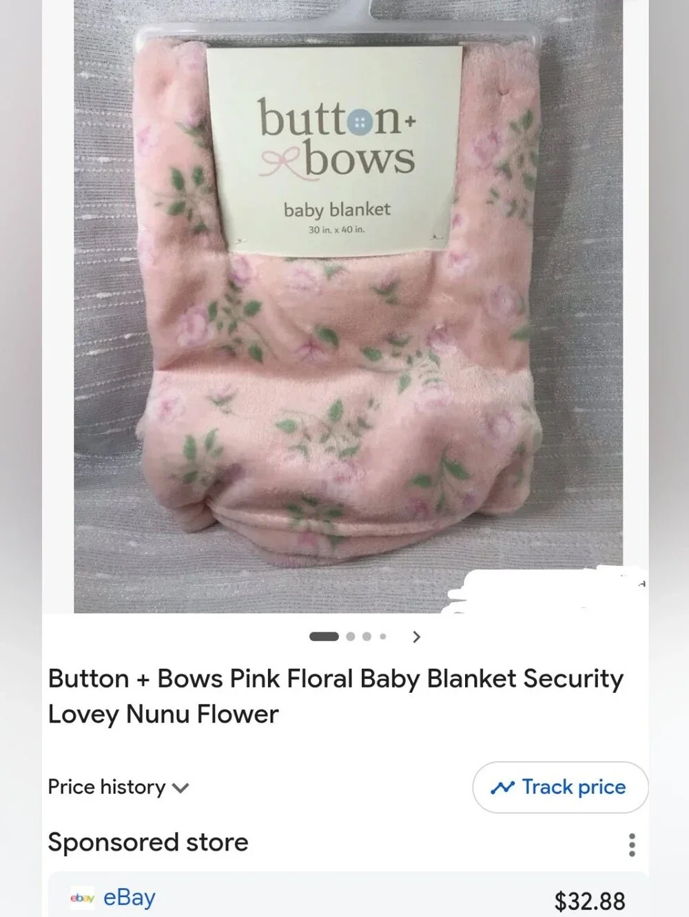 Button+Bows Floral Plush Baby Blanket
